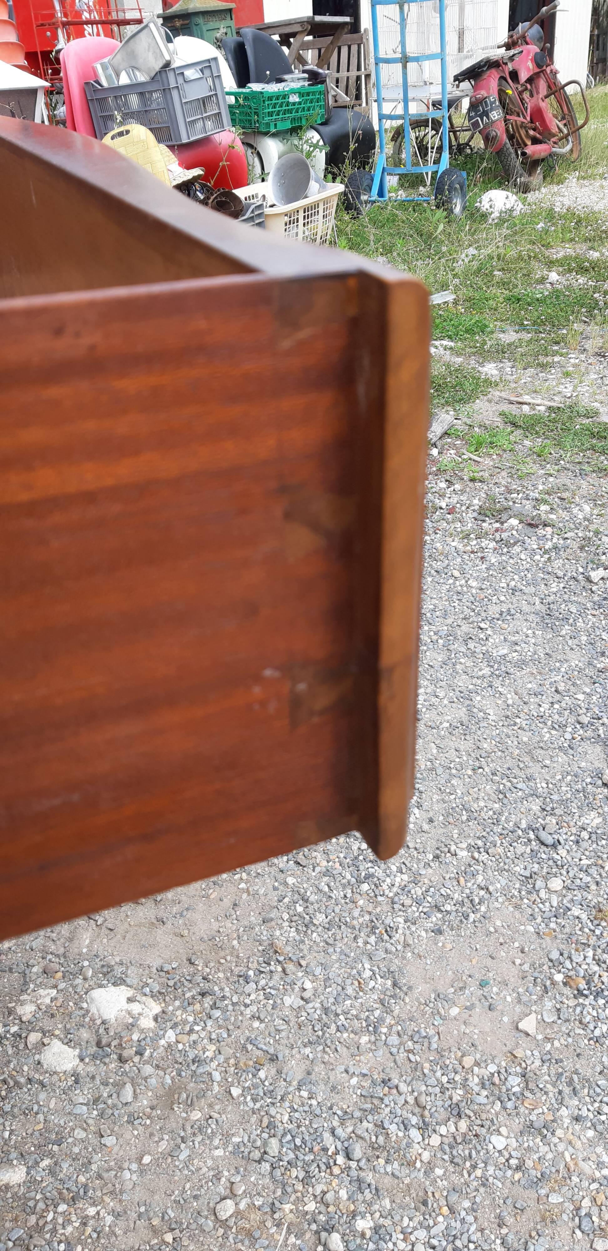 Chest of drawers 3 drawers walnut and brass