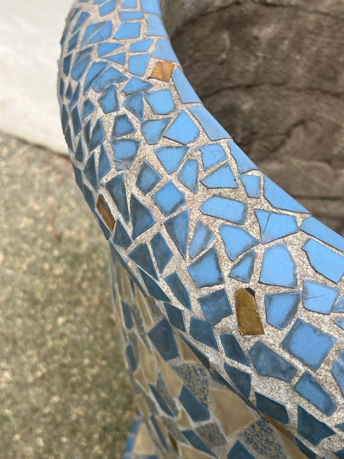 Large antique mosaic pot, 70cm high, from the 1960s