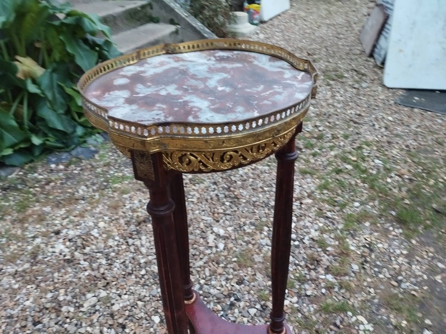 Antique Louis XVI style side table with marble top