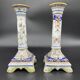 Bougeoirs, base carré, XIXème, Fourmaintraux, Desvres, décor fleurs, volutes, lambrequins, treillis