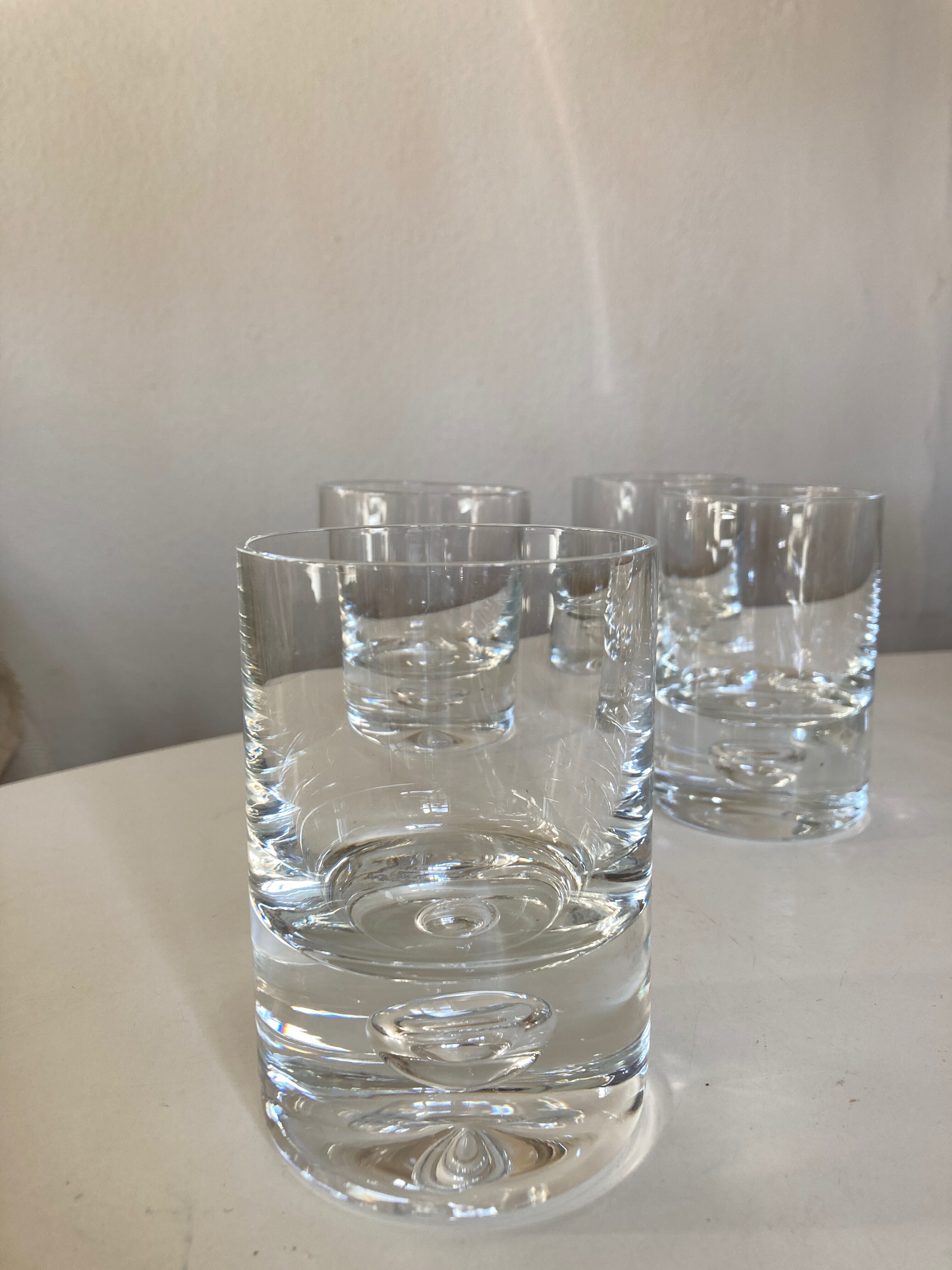 Set of 4 glasses bubble whiskey cups 1970