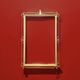 Hollywood Regency Gold Brass Wall Mirror - 70 x 46 cm