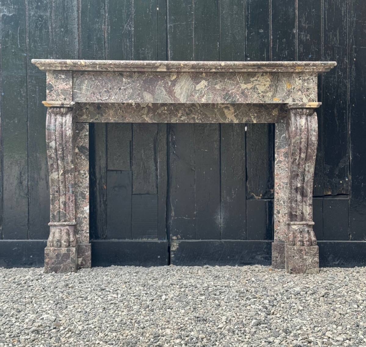 Charles X fireplace in Waulsort marble, early 19th century