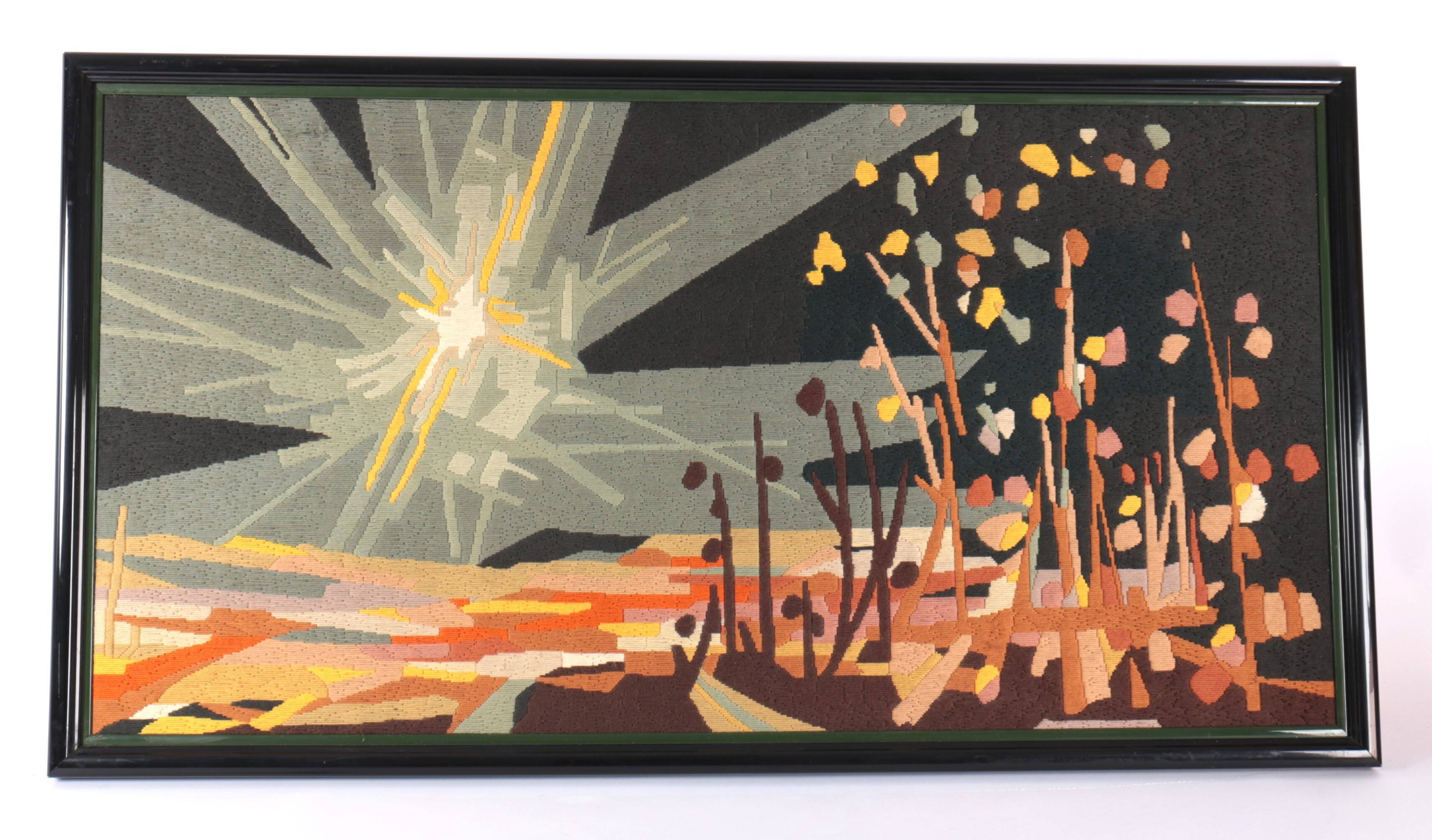 Vintage framed tapestry, 70s
