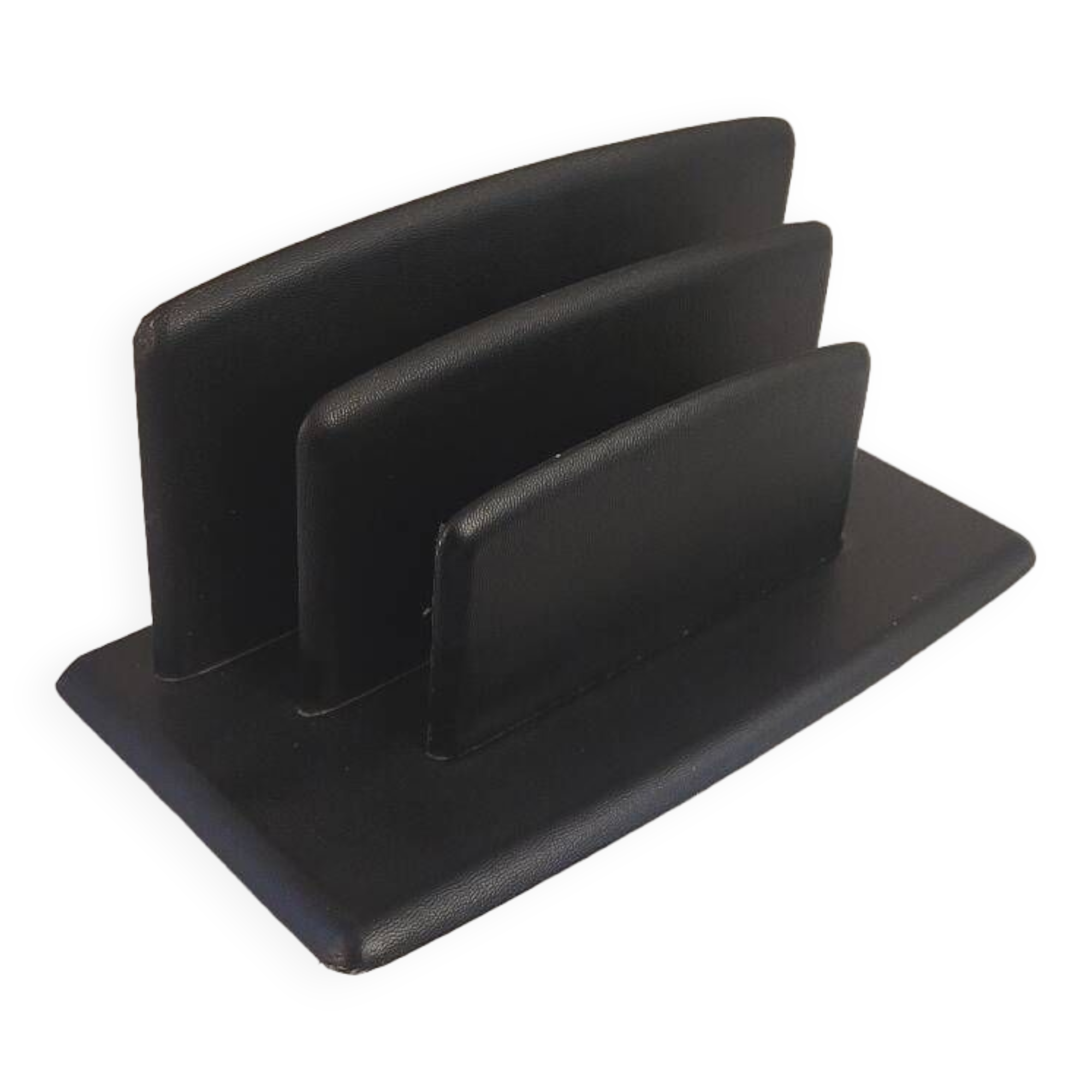 50's black leather letter holder