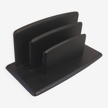 50's black leather letter holder