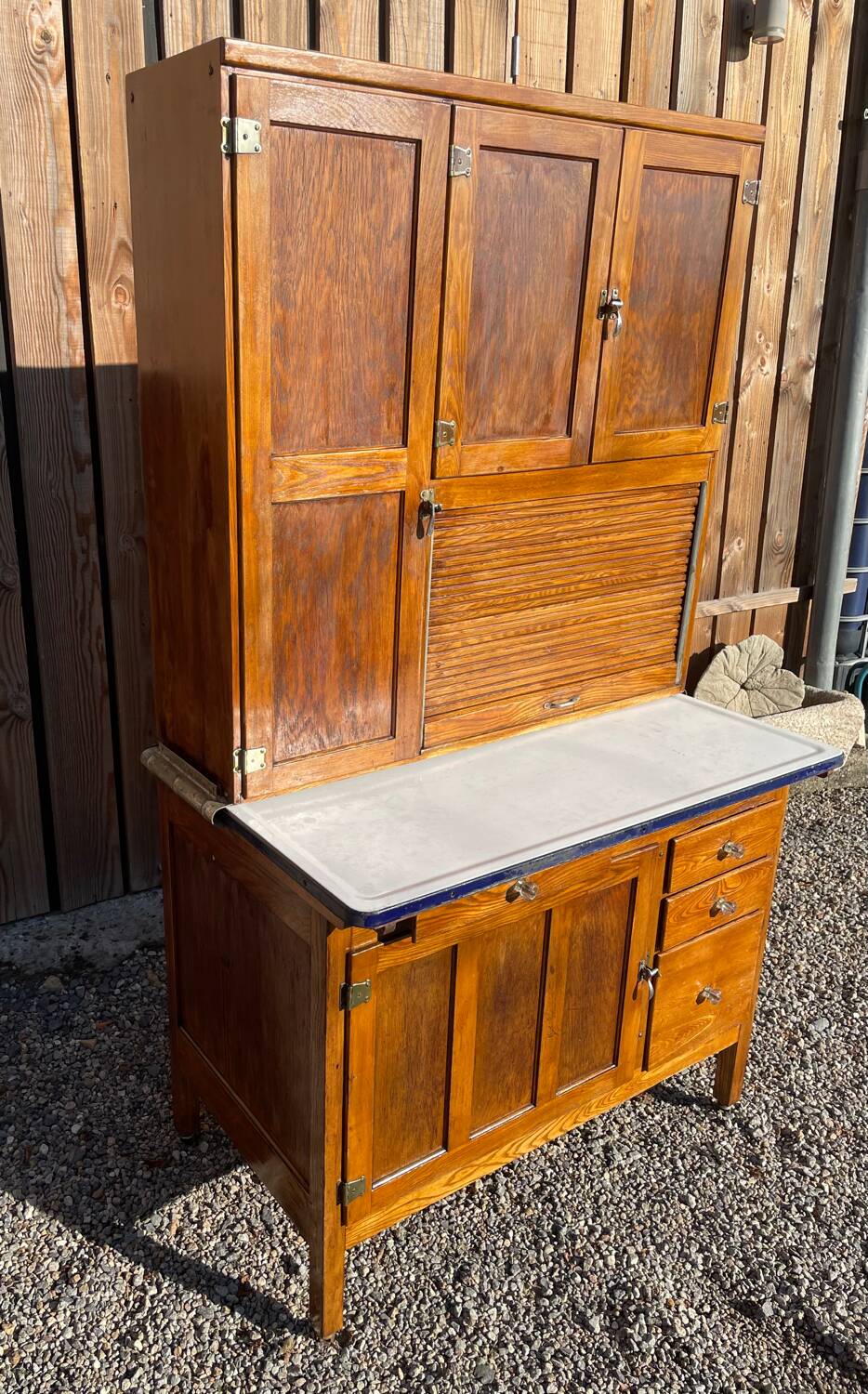 armoire buffet de cuisine porcelaine, émaillée et Hoosier