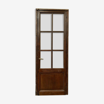 Solid oak passage gate glass door with large 20th century tiles