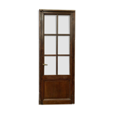 Solid oak passage gate glass door with large 20th century tiles