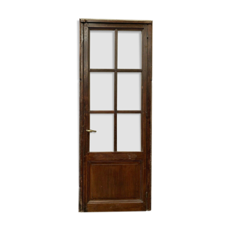 Solid oak passage gate glass door with large 20th century tiles