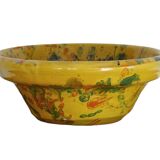 Bol ancien français en faïence de jaspe, couleur ocre jaune