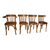Lot 3 chaises N°31 et un fauteuil Baumann 1960