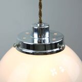 Mid-Century Italian Chrome and Murano Glass Pendant Lamp
