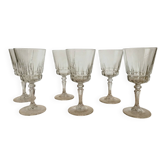 6 vintage faceted stemmed glasses