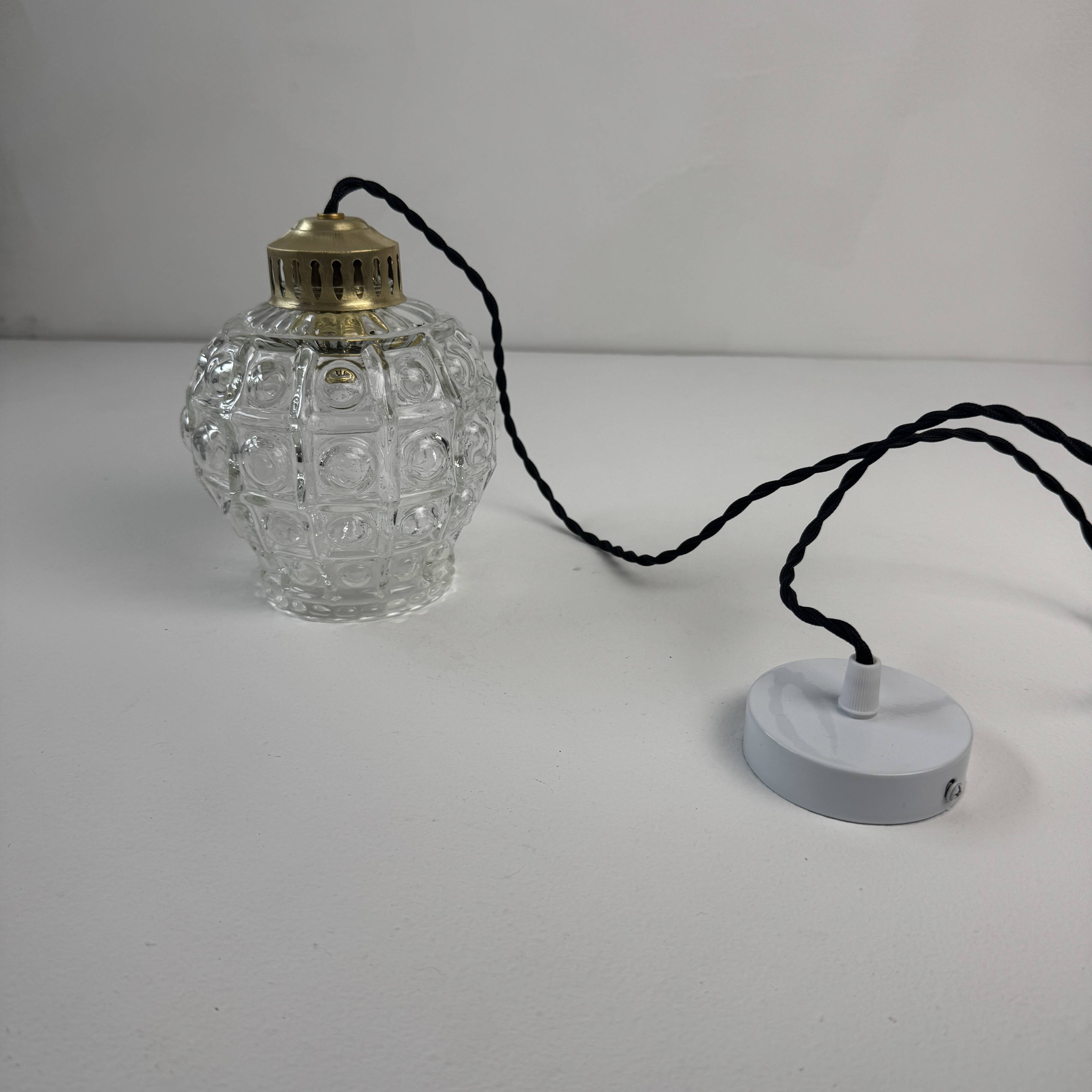 LOT OF 3 OLD VINTAGE BUBBLE GLASS HANGER LIGHTS