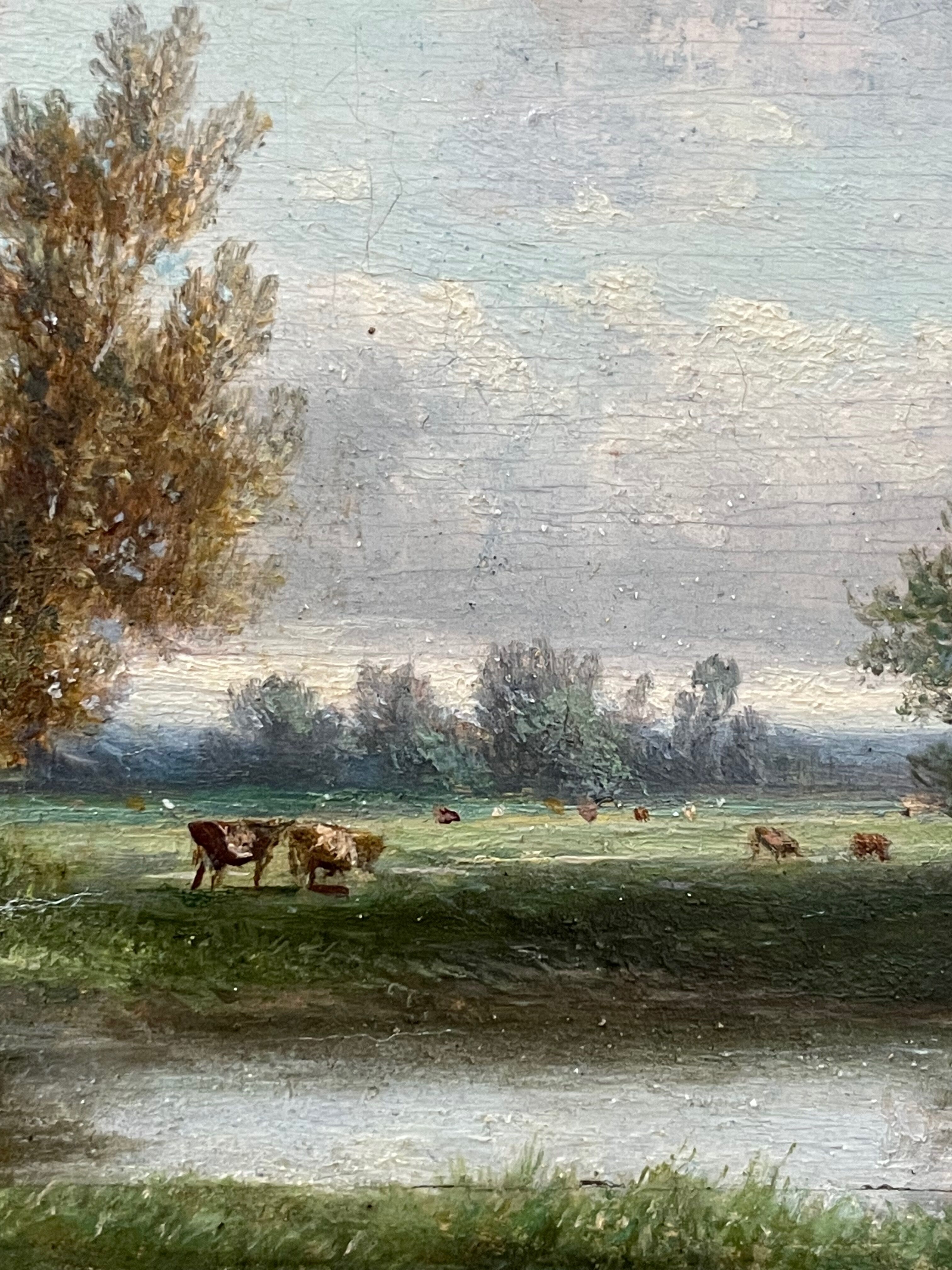 Painting old animated landscape Theodore Ghirardi nineteenth