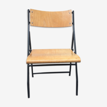 Chaise pliante de cinéma bois et métal, 1960