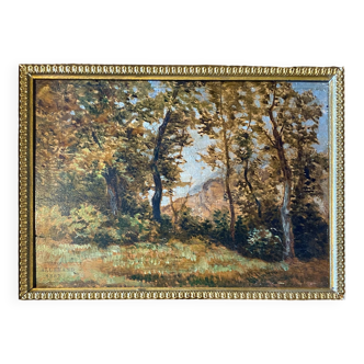 Hsp painting by hector allemand (1809-1886) "landscape" ec. from lyon