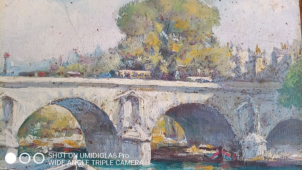 Edouard Leverd (1881-1950) oil on cardboard - 35 x 27 cm - bridge in Paris 1937