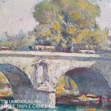 Edouard Leverd (1881-1950) oil on cardboard - 35 x 27 cm - bridge in Paris 1937