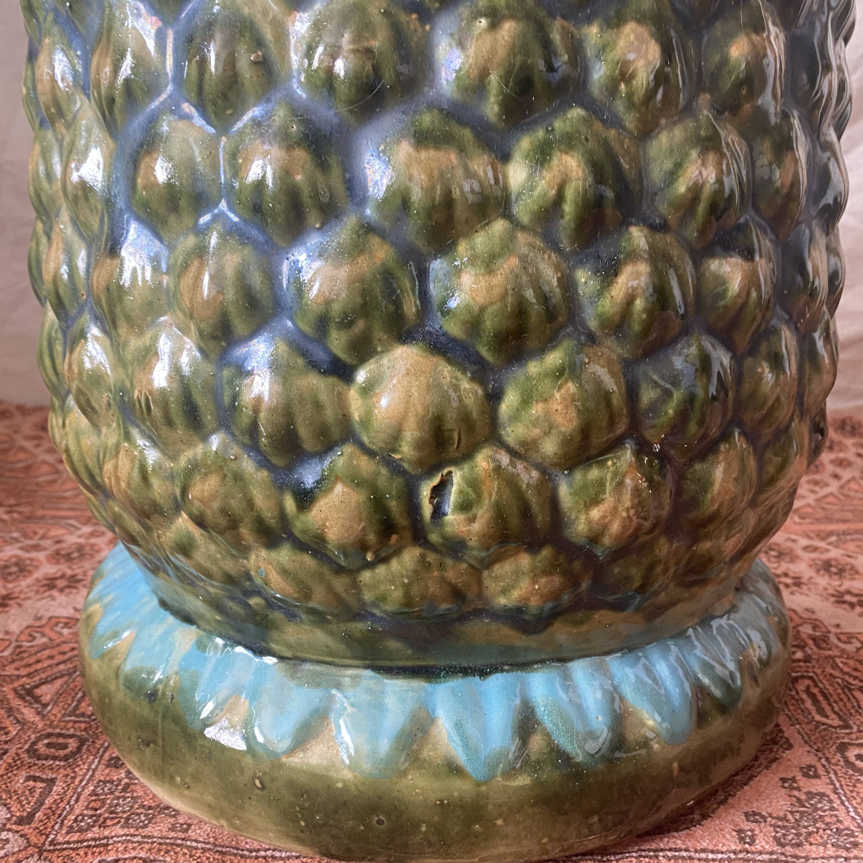 Large vintage ceramic pineapple, side table, bedside table.