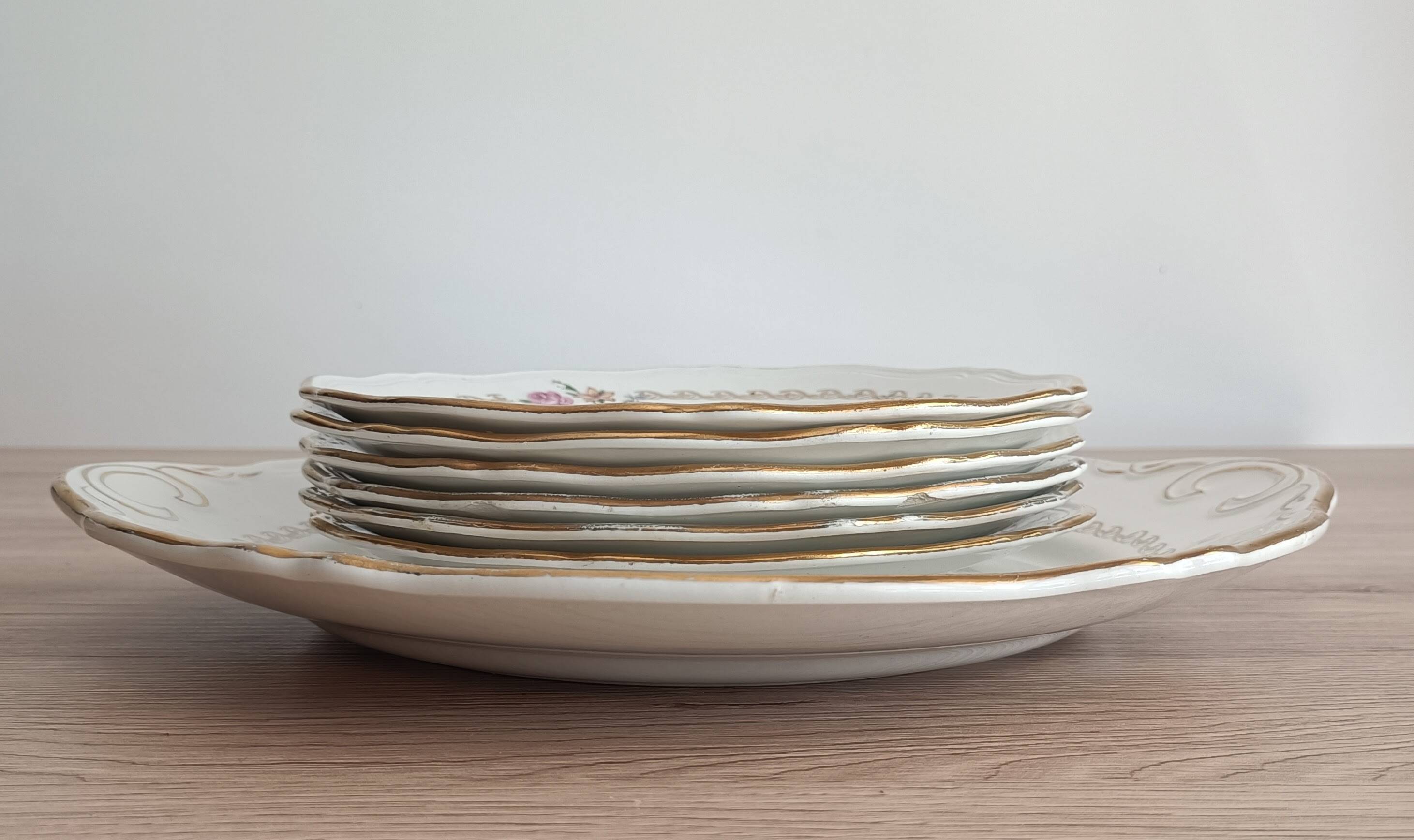 Set of flat dessert service and 6 plates l'Amandinoise St-Amand
