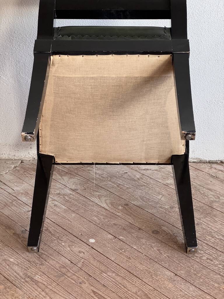 Maison Jansen black lacquered wooden desk from the 1960s with chair.