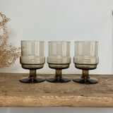 3 “Willem Heesen” smoked glass glasses