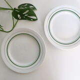 Ensemble de 4 assiette Mouin des Loups motif vert, vintage français, rustique, campagne