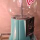 Candy, chewing gum, peanut glass and metal dispenser color 2 shades of turquoise 28x20