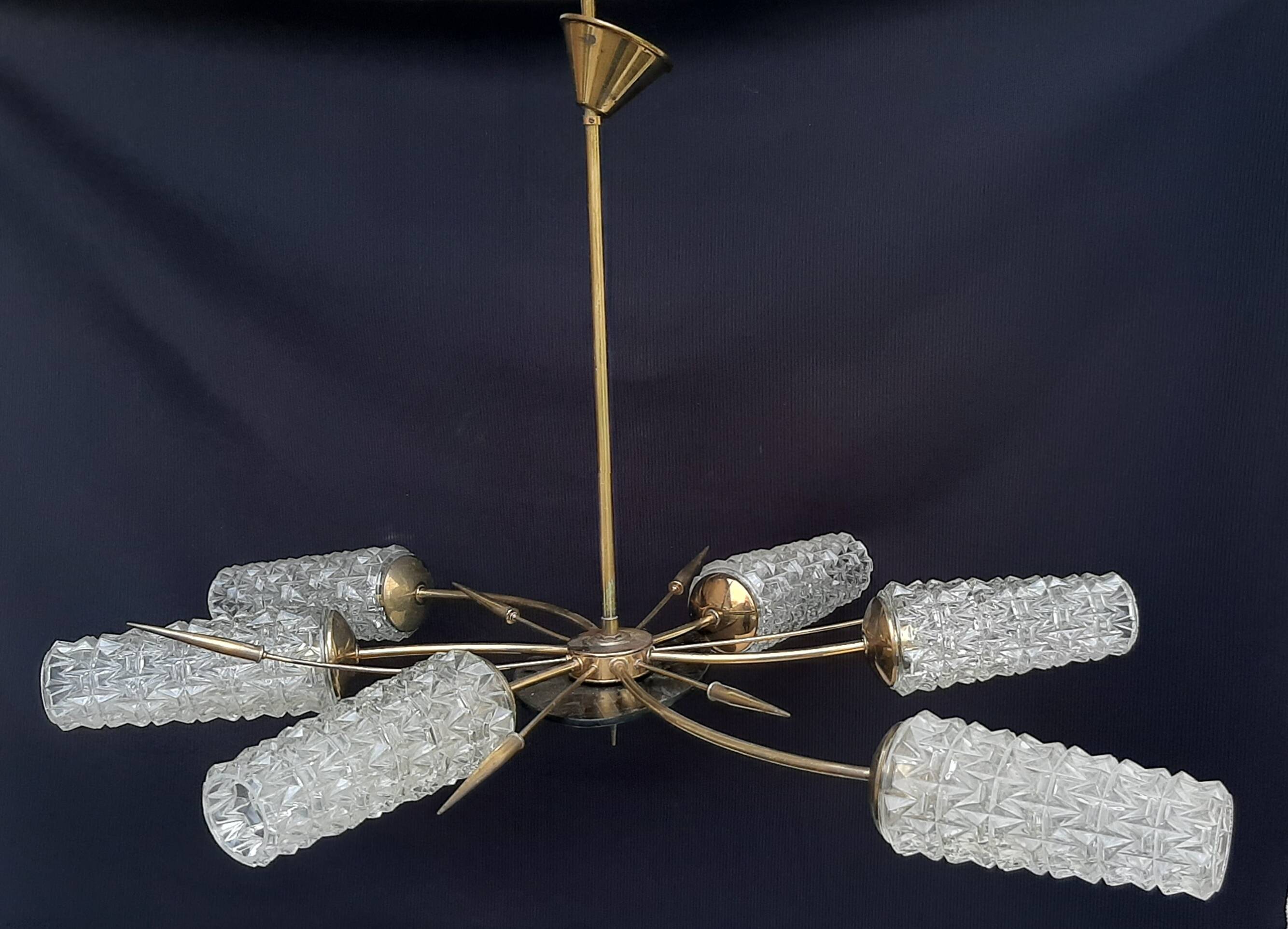 Vintage 60s sun shape chandelier 6 branches