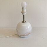 Table lamp in white opal glass, with pink details/decoration