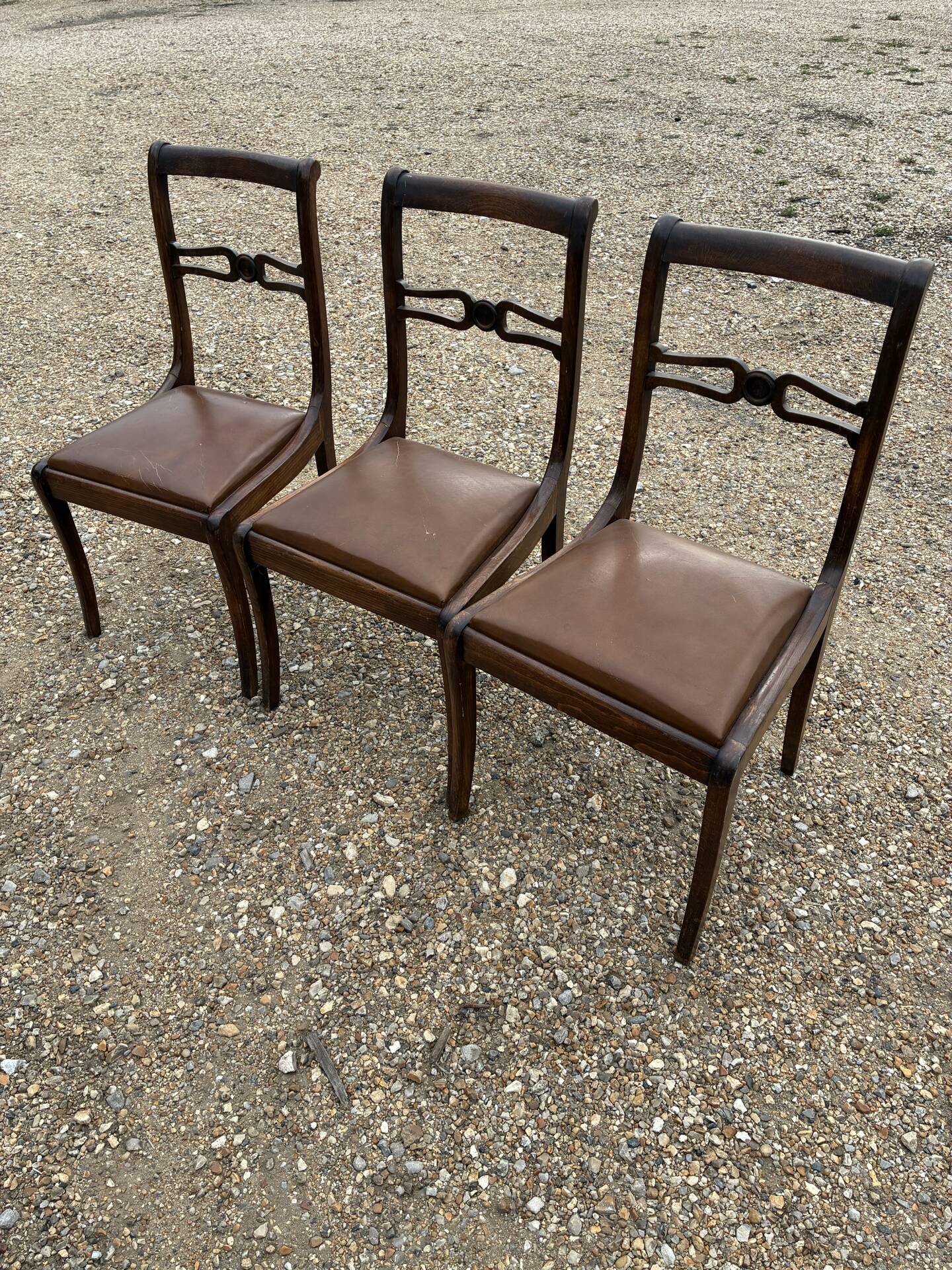 Set of 3 Regency faux leather chairs
