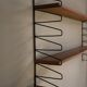 Vintage modular wall shelf in wood and metal, 1950s