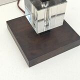 Modernist Art Deco lamp base in wood and glass, France 1930.