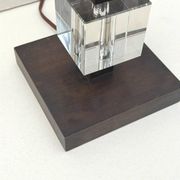 Modernist Art Deco lamp base in wood and glass, France 1930.