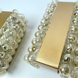 Pair Apliques Vintage Limburg, Golden Bubble Glass, 70s