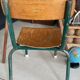 Old children's school chair wood and metal