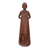 Vintage Terracotta Pregnant Woman Sculpture – Mid-Century Style Maternity Art Figurine