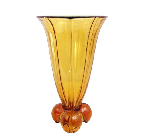 Art Deco amber glass vase 1930