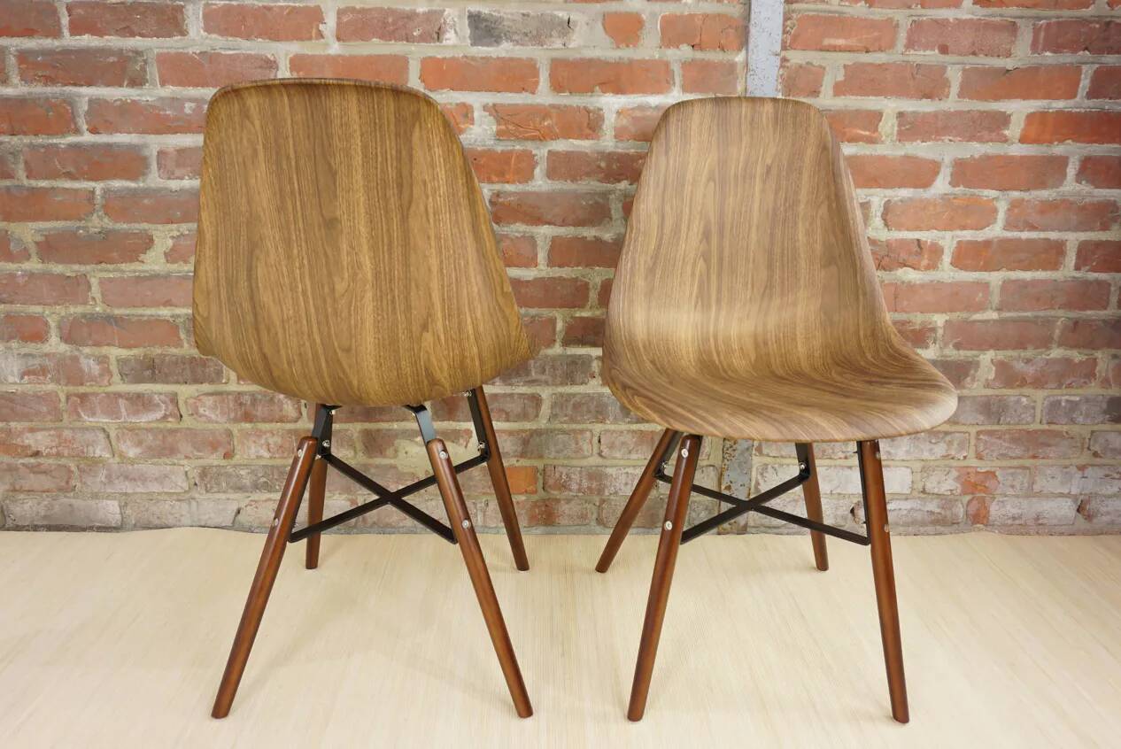 4 chairs in abs, wood and metal