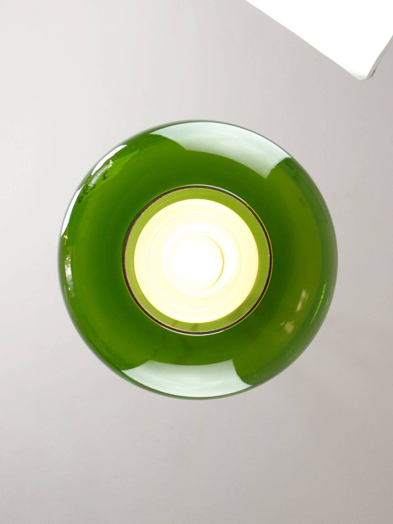 Mid-Century Italian Green Glass & Brass Pendant Lamp, 60s