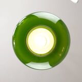 Mid-Century Italian Green Glass & Brass Pendant Lamp, 60s