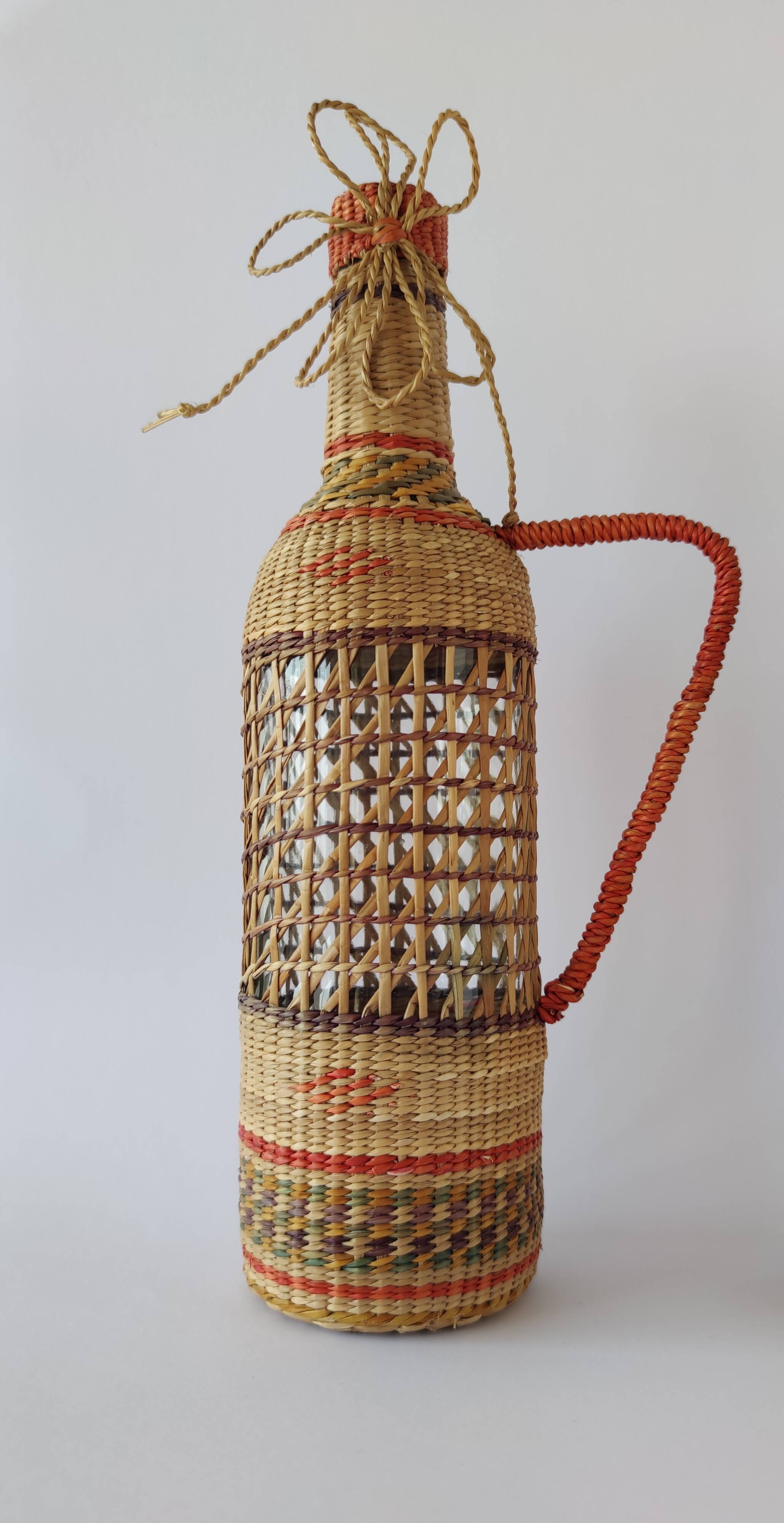 Bouteilles tressées Osier Vintage Origine Viêtnam