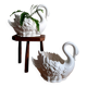 Pair of ceramic swan pot covers 1970
