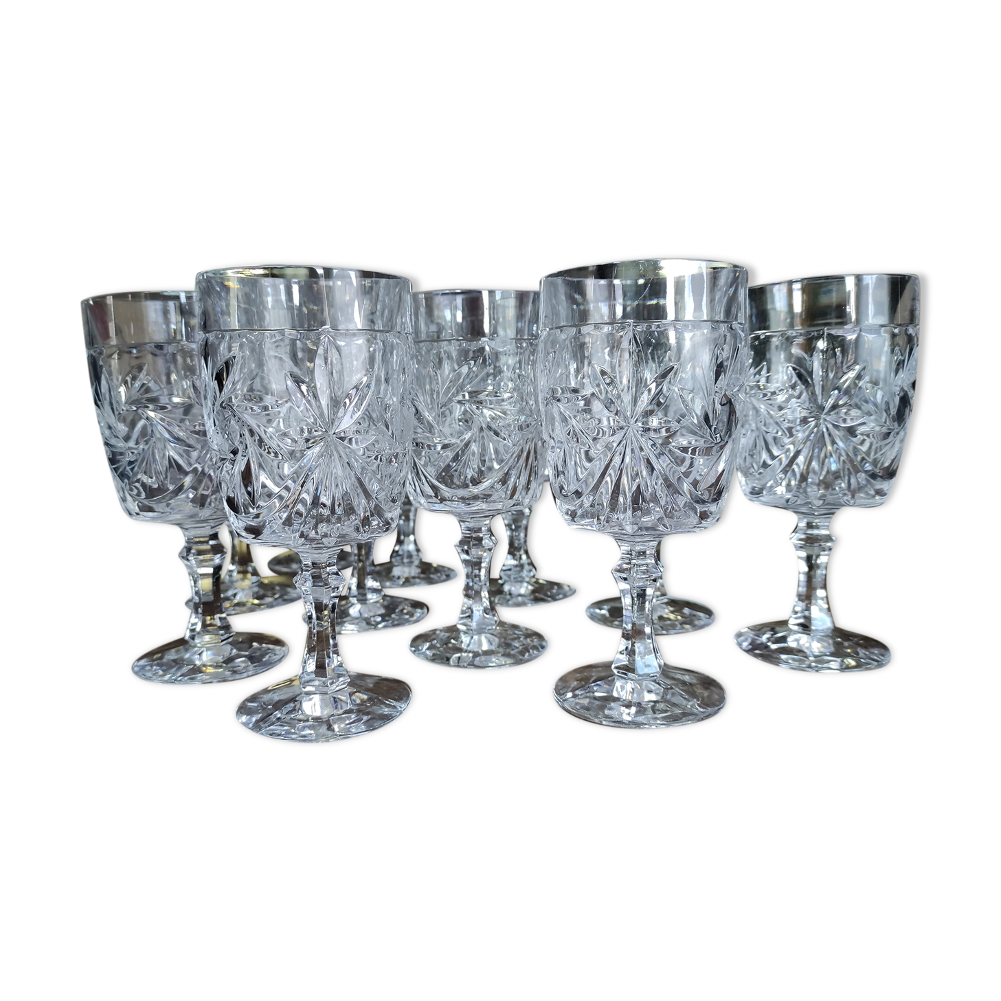 Set of 11 glasses in chiseled ancient rock crystal