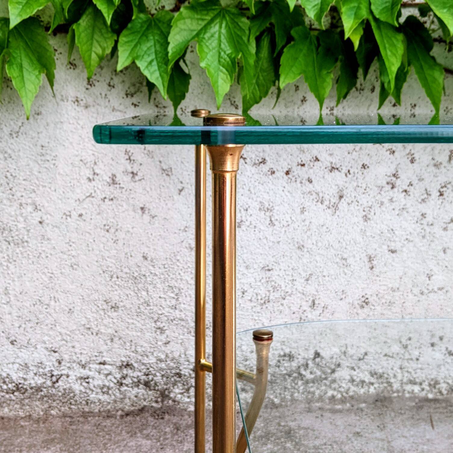 Glass and gold metal coffee table, 1960s