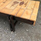 Vintage ceramic coffee table decorated with herbarium decoration Roger Capron