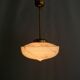 Art Deco Pendant Lamp, Beige Marble, Brass Suspension - 1930s