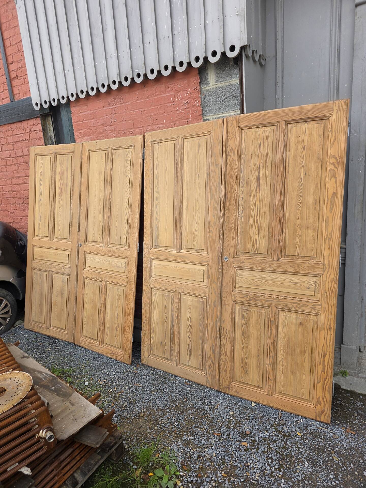 4 old cupboard doors in pitch pine